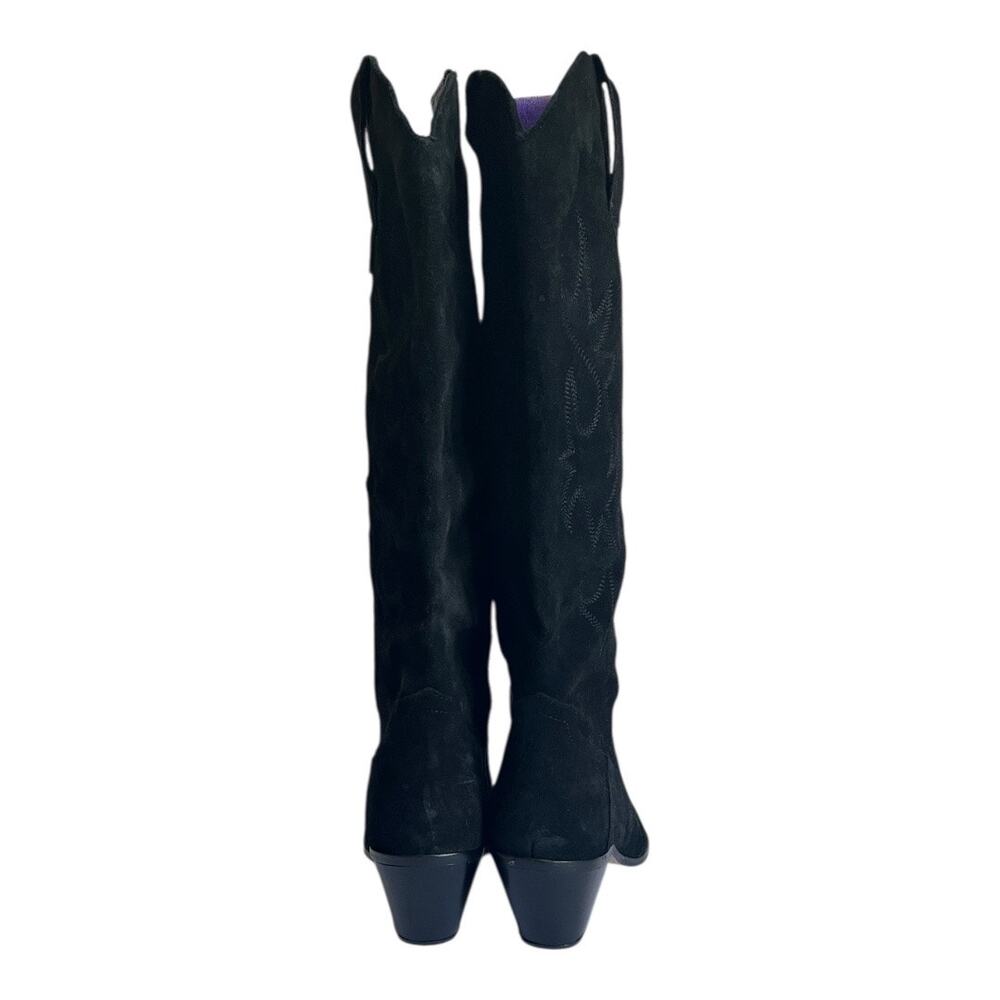 ZARA Embroidered Black Suede Western Tall Cowboy Boots Size 40 EU - Picture 5 of 15